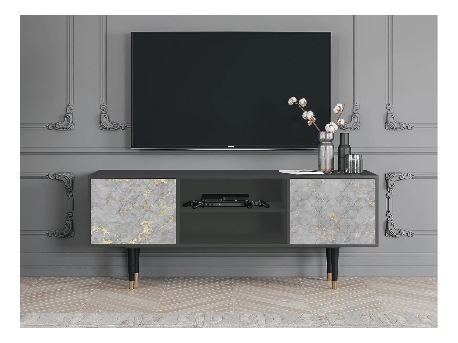 Mueble de TV - 170х69х48 cm - T2 - Mariana Trench, Antracite