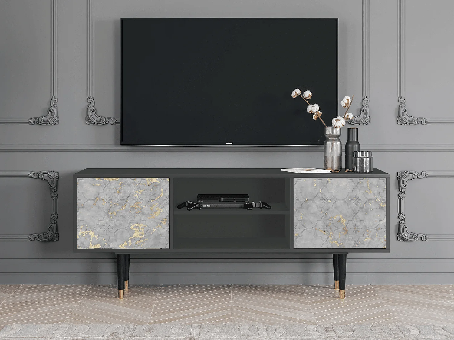 Mueble de TV - 170х69х48 cm - T2 - Mariana Trench, Antracite