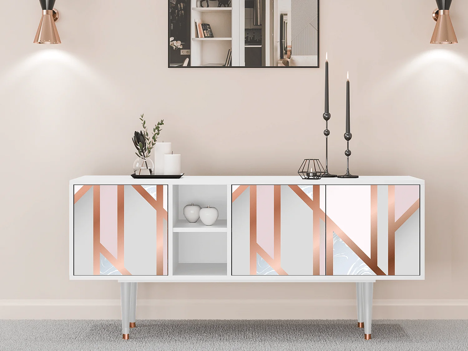 Szafka RTV - 150х69х41 cm - T5 - Champagne Story, Biały