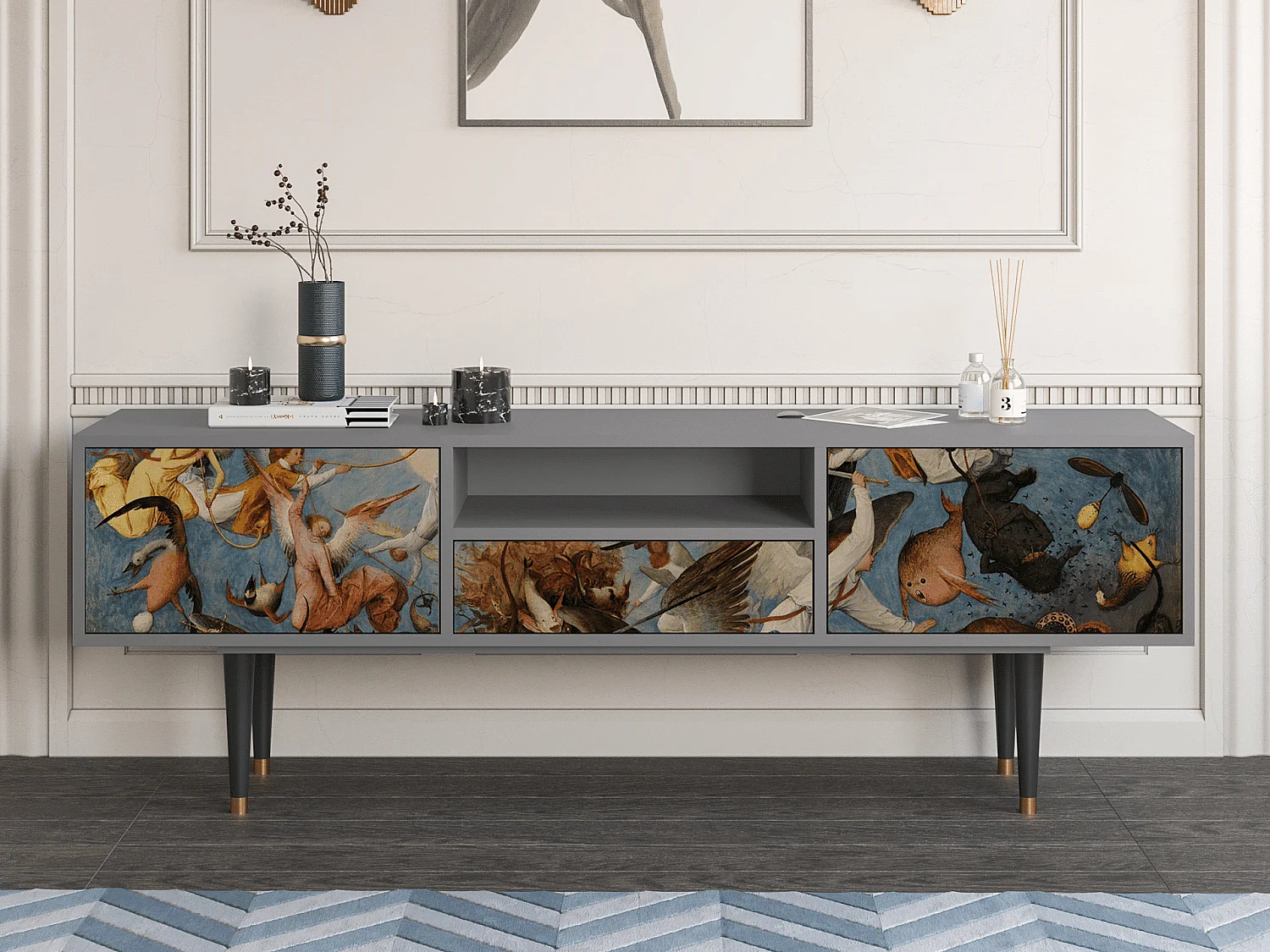 Meuble TV - 170х59х41 cm - T6 - The Fall, Gris