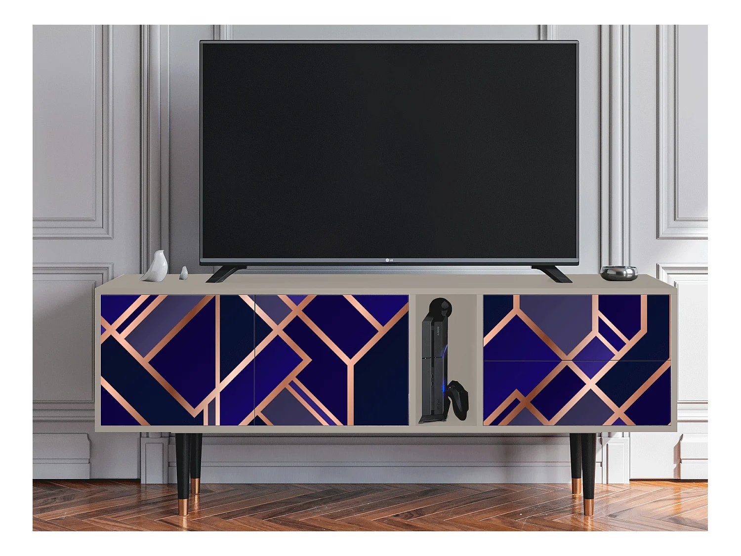 Mobile TV - 170х69х48 cm - T1 - Aquamarine Getsby, Sabbia