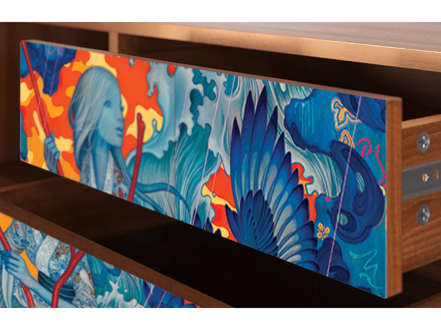 Meuble TV - 170х59х48 cm - T4 - The Girl - James Jean, Noyer