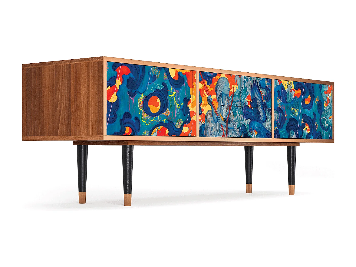 Meuble TV - 170х59х48 cm - T4 - The Girl - James Jean, Noyer