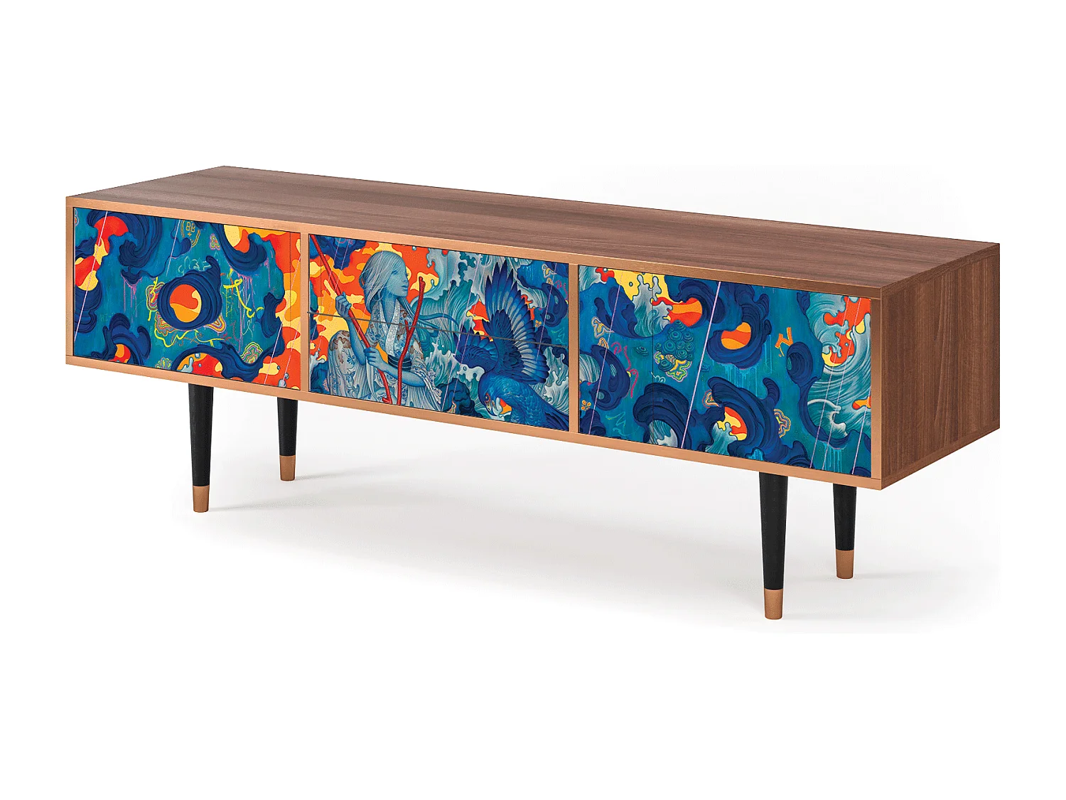 Szafka RTV - 170х59х48 cm - T4 - The Girl - James Jean, Orzech