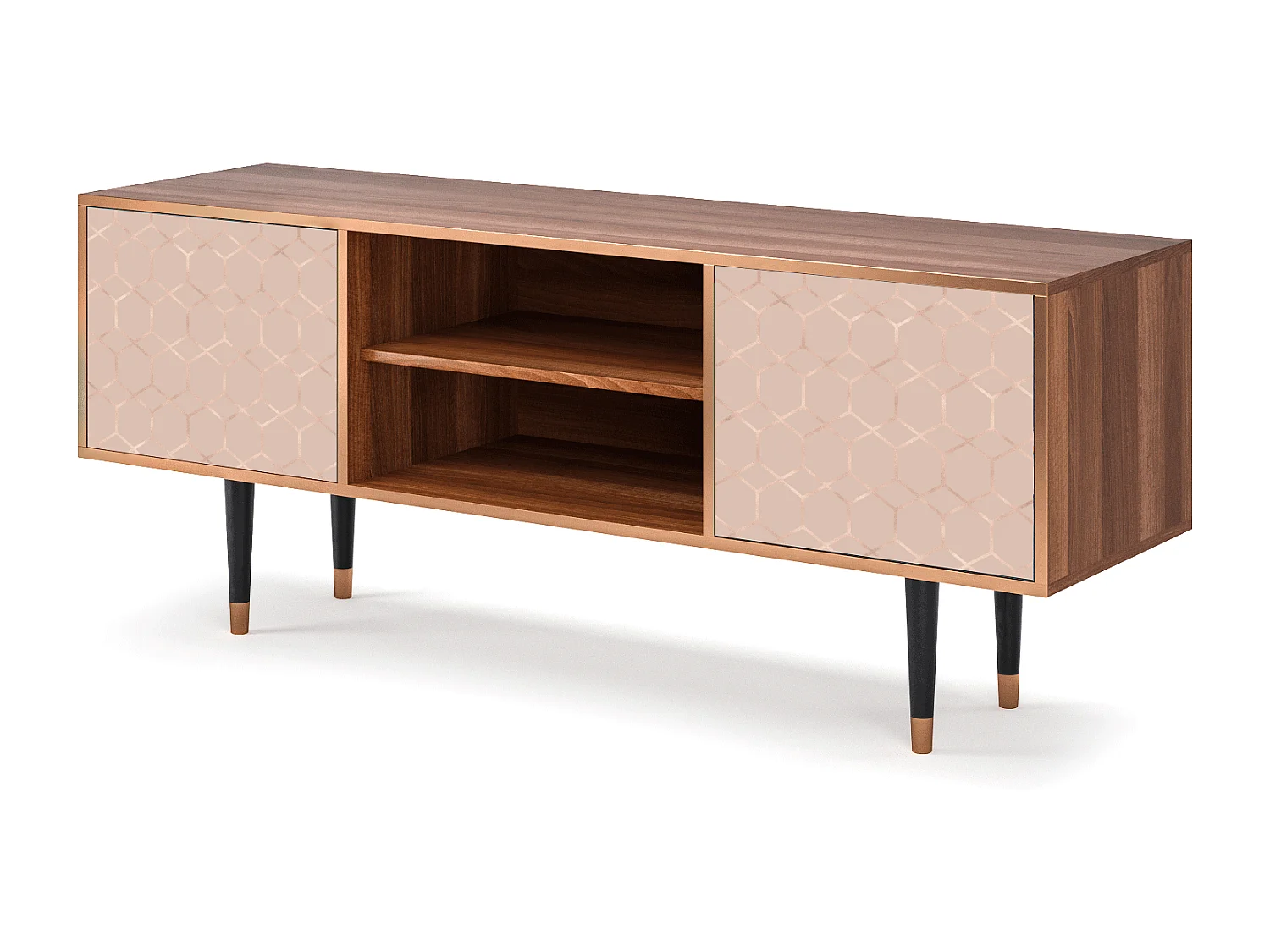 Meuble TV - 170х69х48 cm - T2 - Rose Honeycomb, Noyer