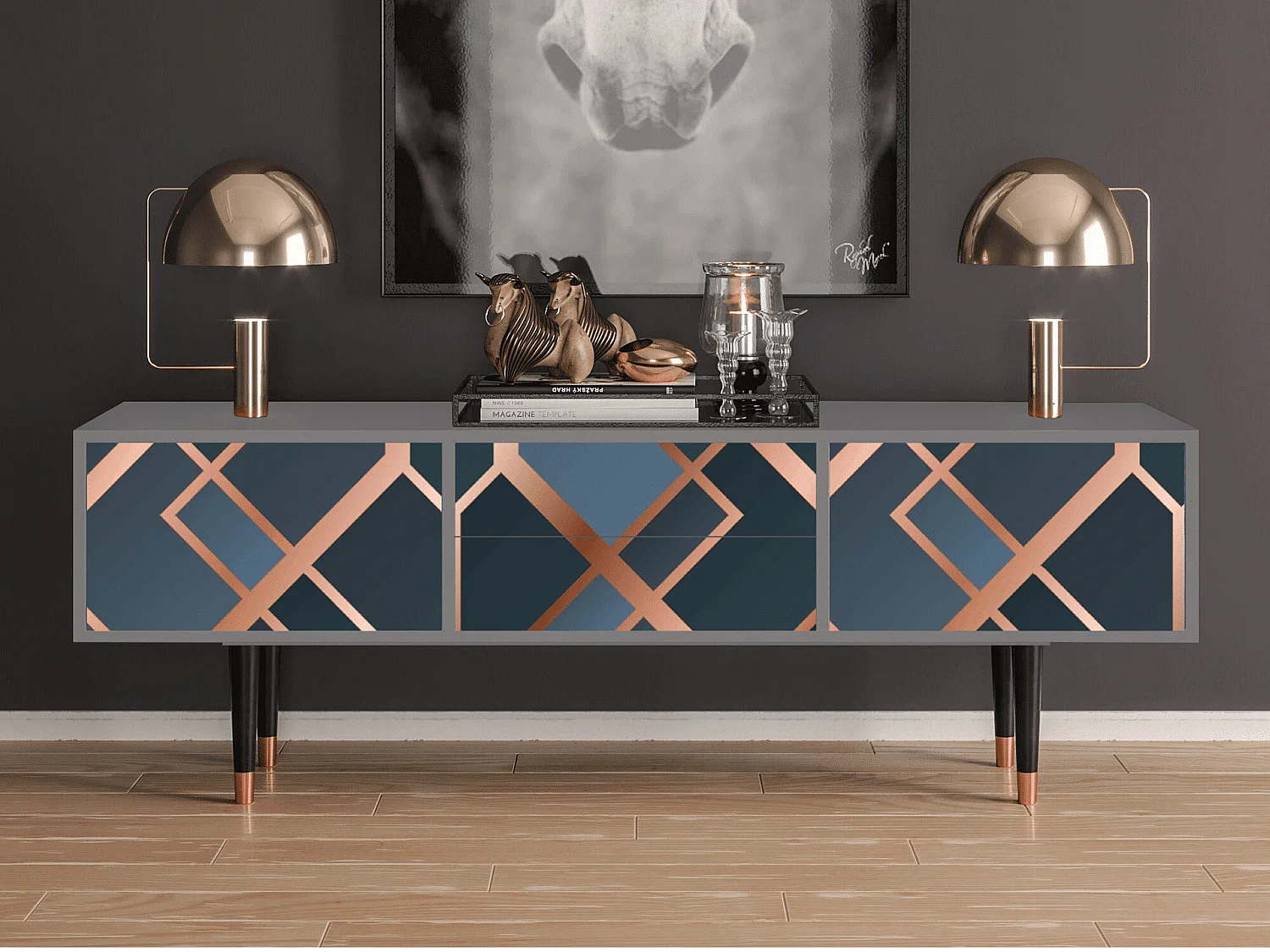 Mobile TV - 170х59х48 cm - T4 - Ashy 1920', Grigio