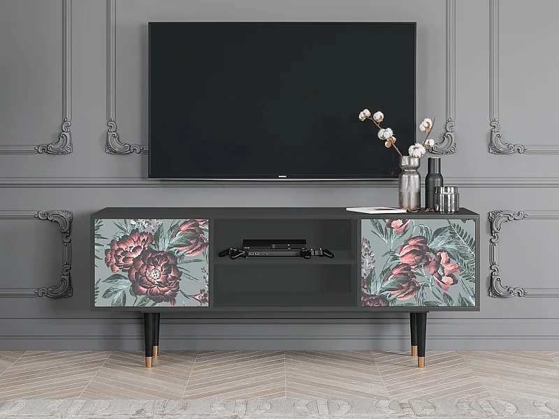 Mueble de TV - 170х69х48 cm - T2 - Light Peonies, Antracite