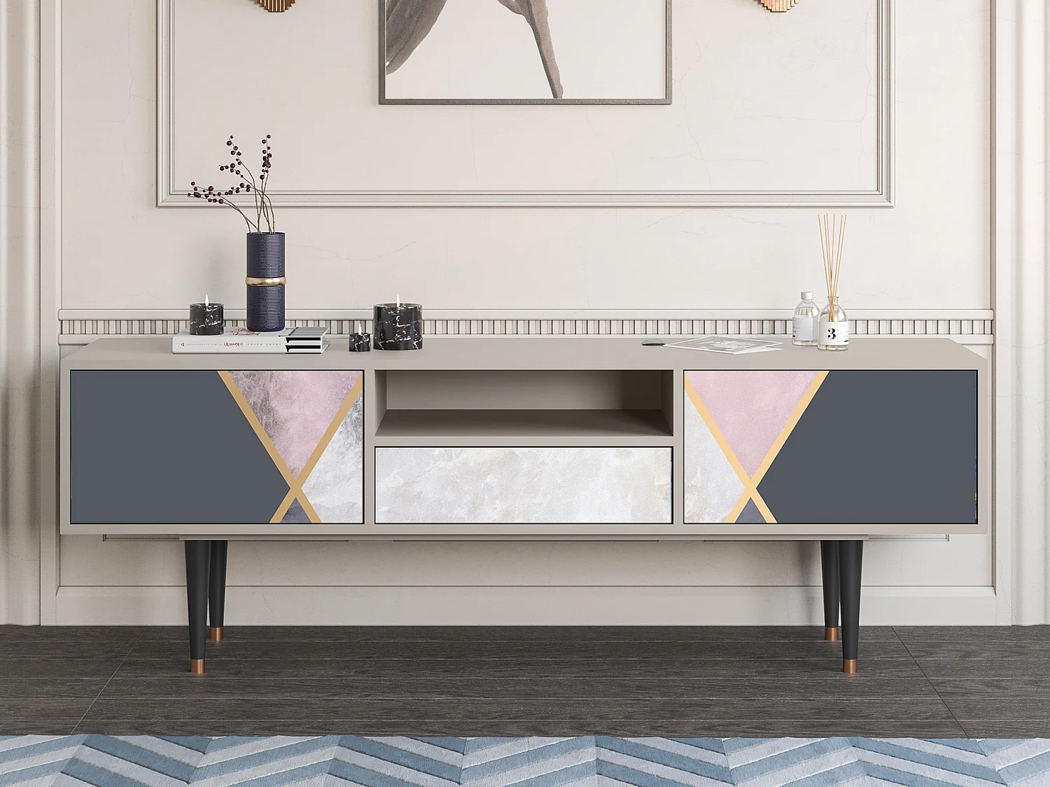 Meuble TV - 170х59х41 cm - T6 - Ideal Harmony, Sable