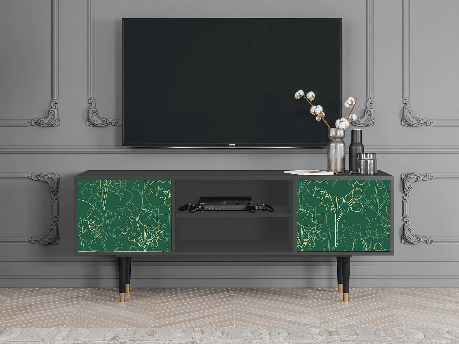 Meuble TV - 170х69х48 cm - T2 - Emerald Forest, Anthracite