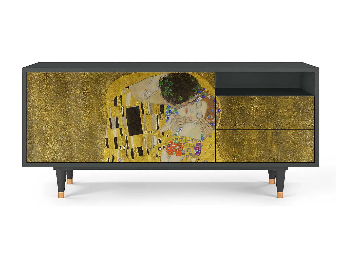 Meuble TV - 125х56х41 cm - T7 - The Kiss by Klimt , Anthracite