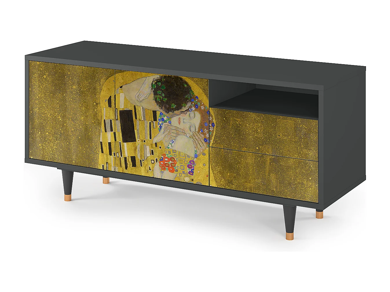 Meuble TV - 125х56х41 cm - T7 - The Kiss by Klimt , Anthracite