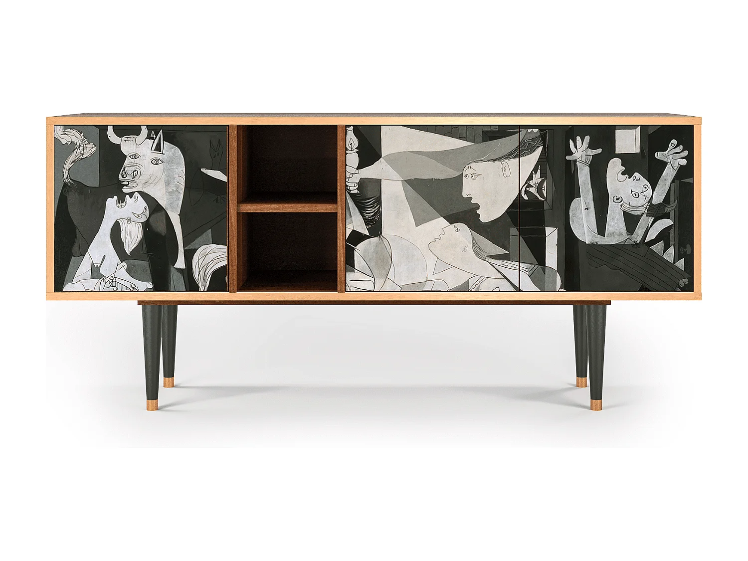 Meuble TV - 150х69х41 cm - T5 - Guernica by Picasso, Noyer