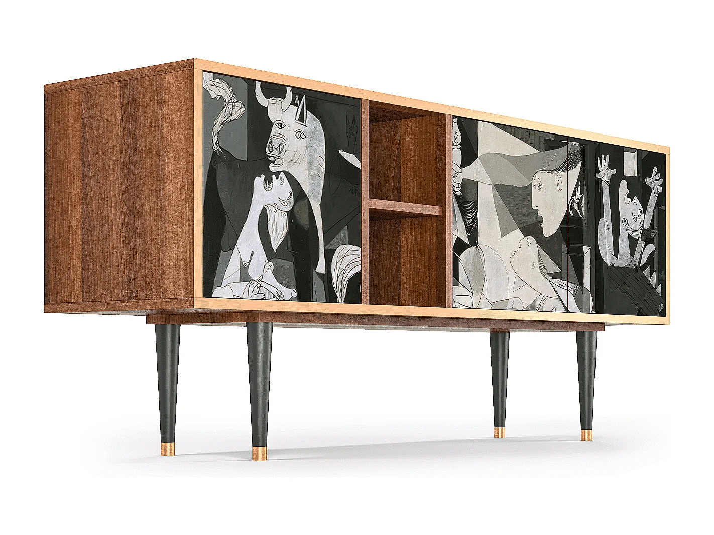 Meuble TV - 150х69х41 cm - T5 - Guernica by Picasso, Noyer