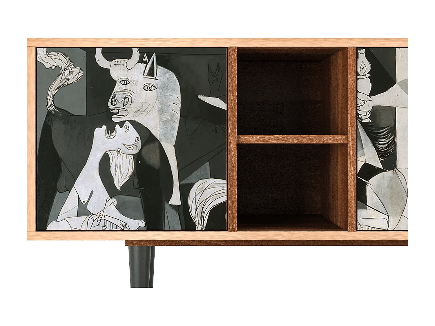 Meuble TV - 150х69х41 cm - T5 - Guernica by Picasso, Noyer