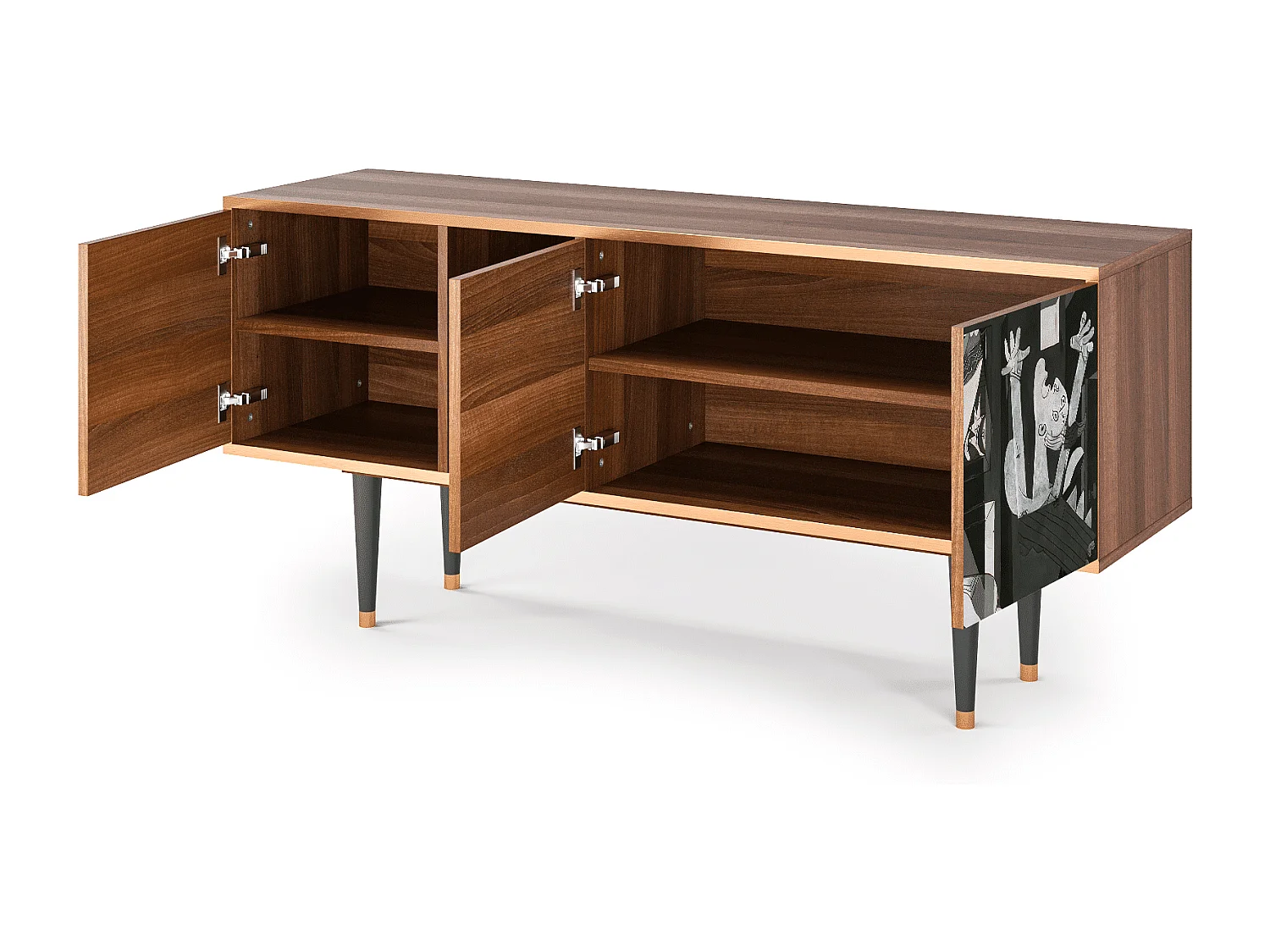 Meuble TV - 150х69х41 cm - T5 - Guernica by Picasso, Noyer