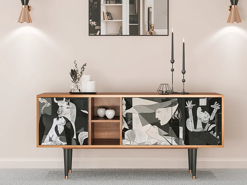 Meuble TV - 150х69х41 cm - T5 - Guernica by Picasso, Noyer