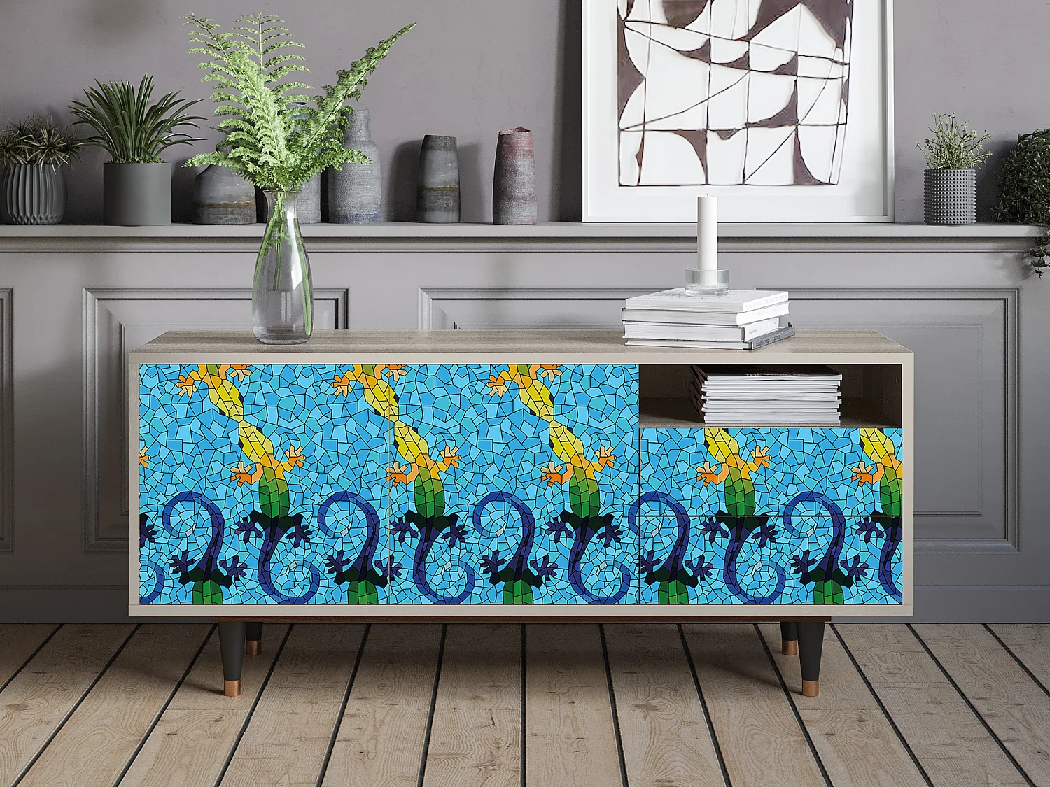 Meuble TV - 125х56х41 cm - T7 - Gaudi's Lizard, Sable