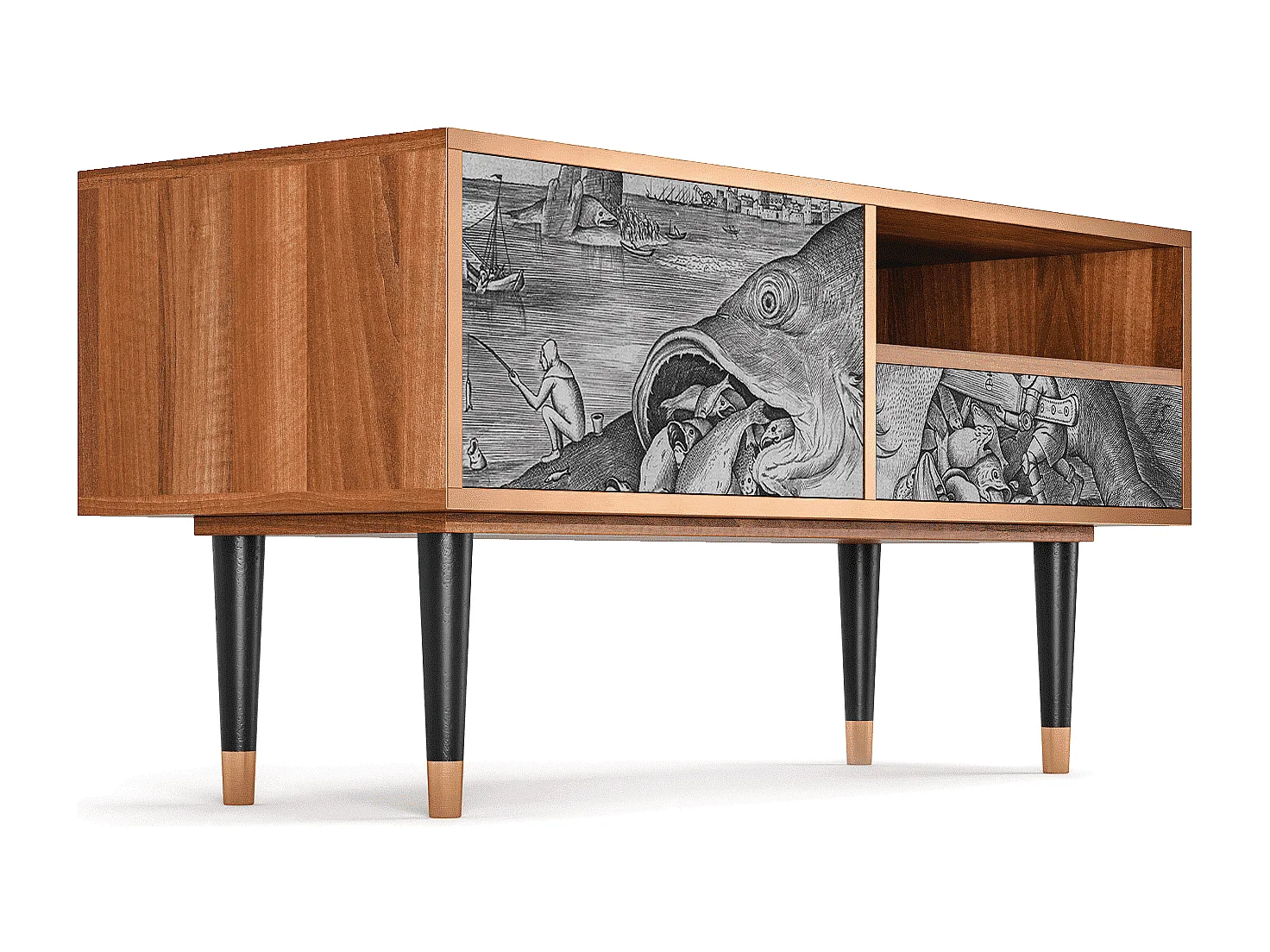 Meuble TV - 115х59х48 cm - T3 - Big Fish Eat Little, Noyer