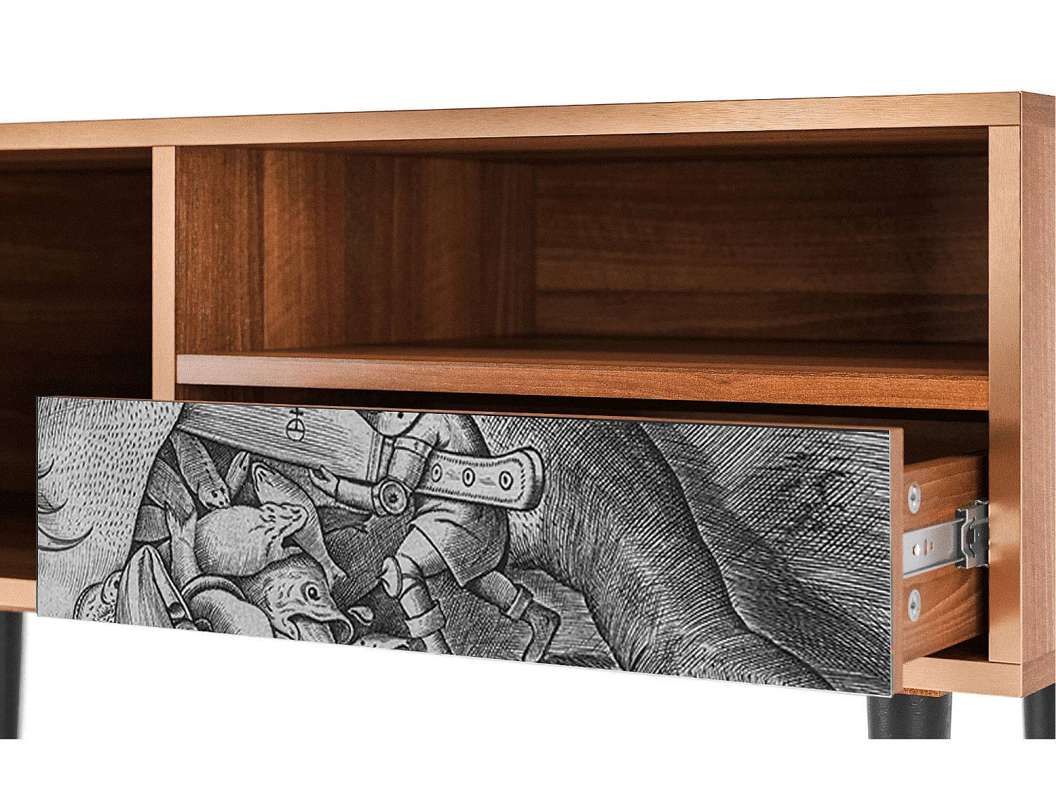 Meuble TV - 115х59х48 cm - T3 - Big Fish Eat Little, Noyer