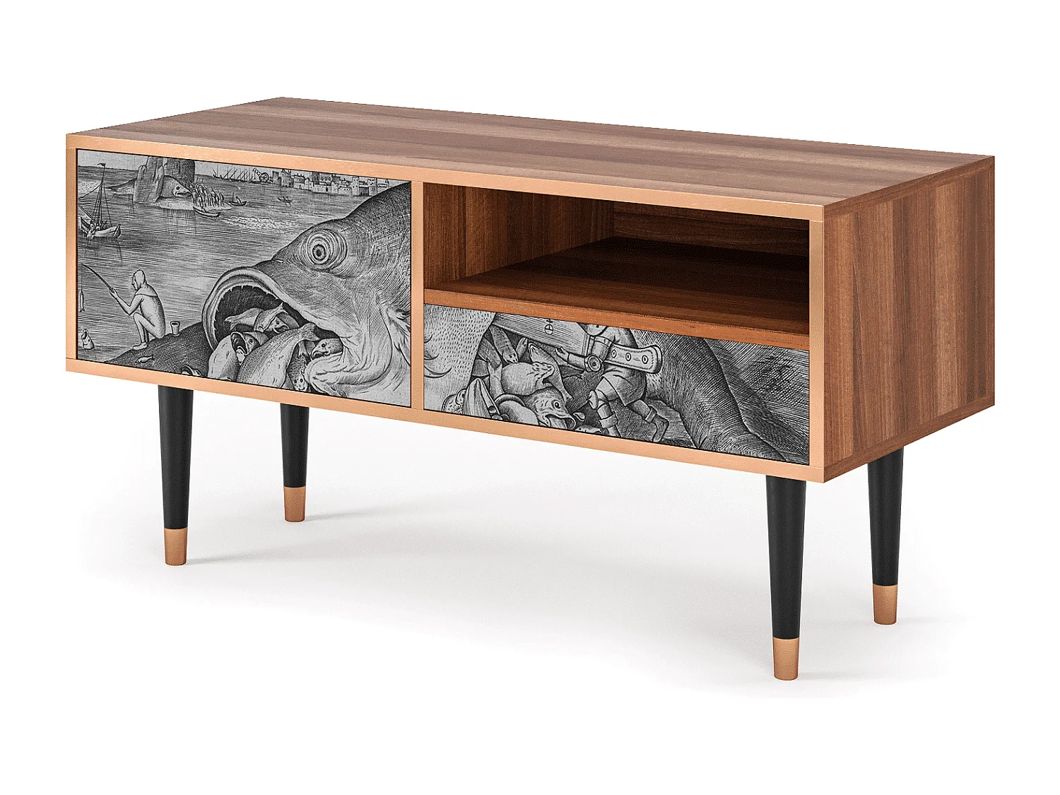 TV-meubel - 115х59х48 cm - T3 - Big Fish Eat Little, Walnoot