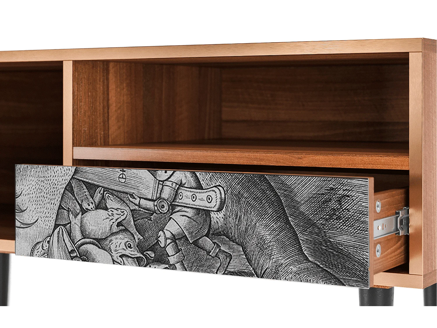 Szafka RTV - 115х59х48 cm - T3 - Big Fish Eat Little, Orzech
