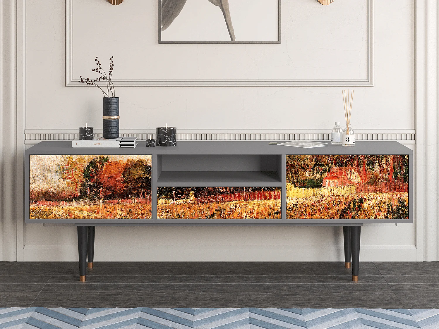 Szafka RTV - 170х59х41 cm - T6 - The Banks, Szary