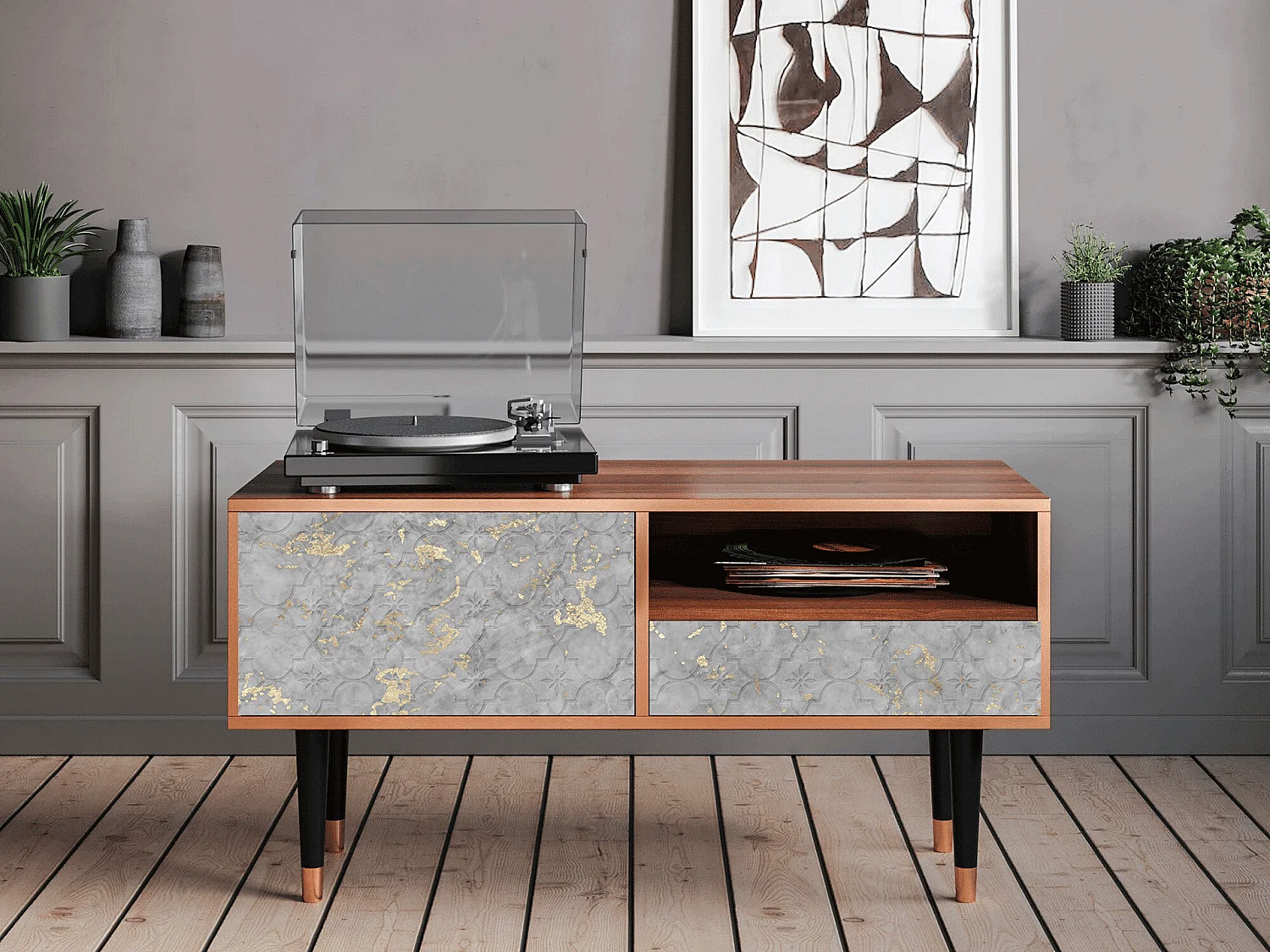 Meuble TV - 115х59х48 cm - T3 - Mariana Trench, Noyer