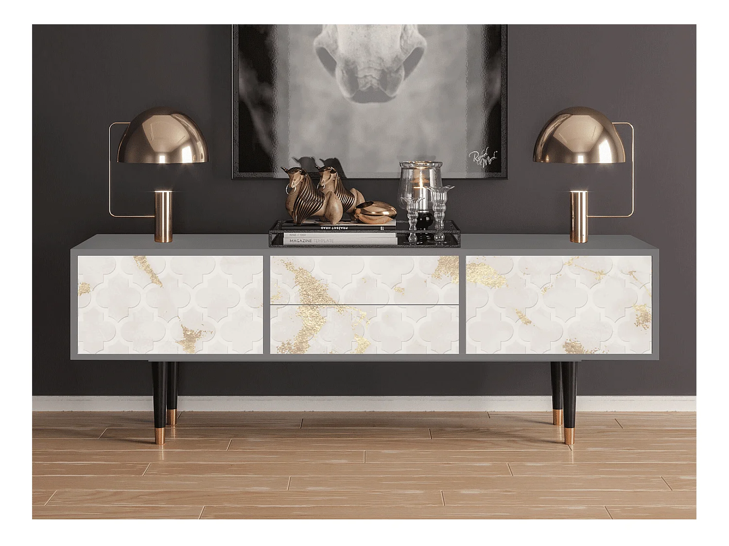 Mobile TV - 170х59х48 cm - T4 - Sahara desert, Grigio