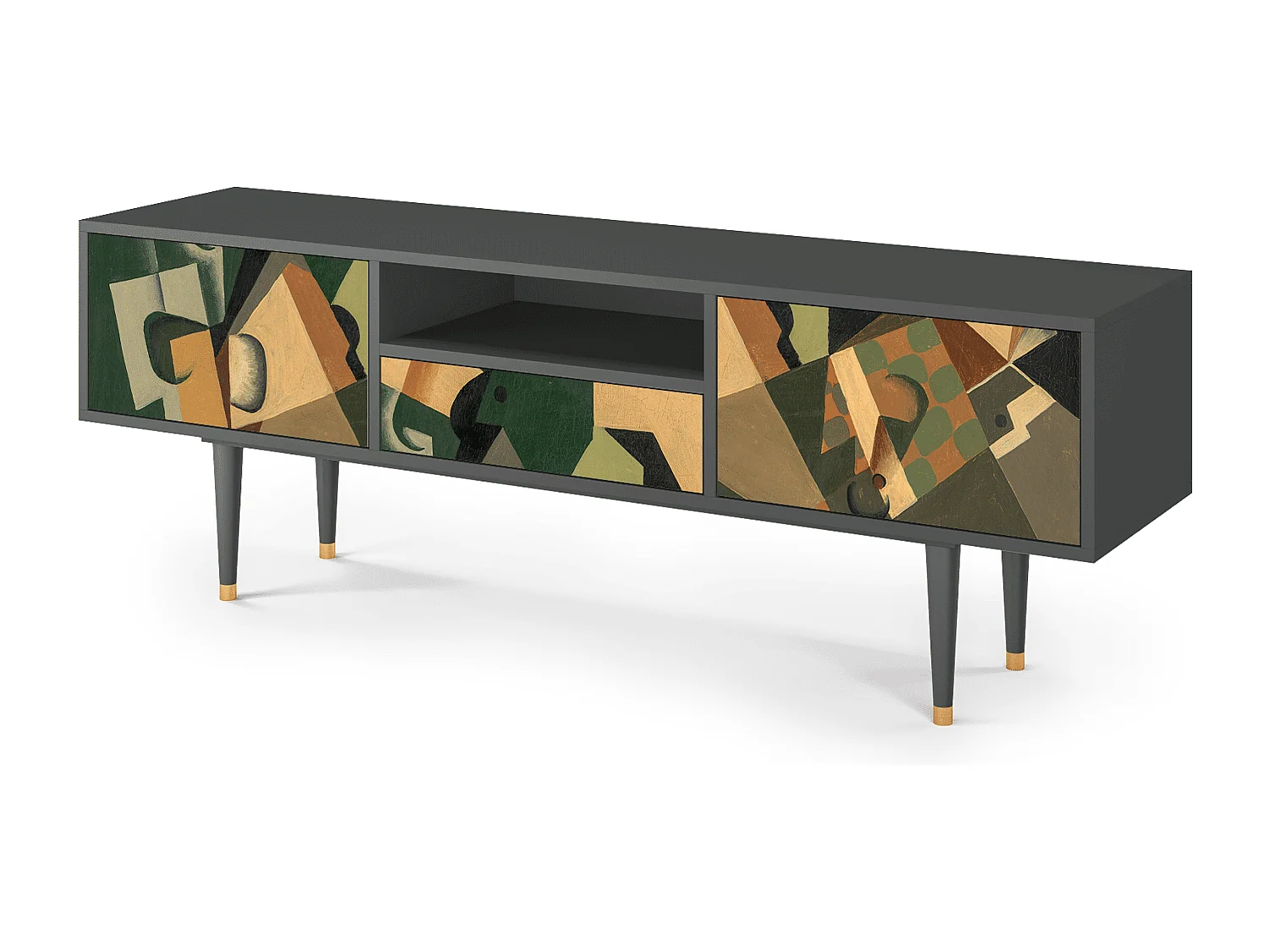 Szafka RTV - 170х59х41 cm - T6 - Glass and Checkerboard, Antracyt