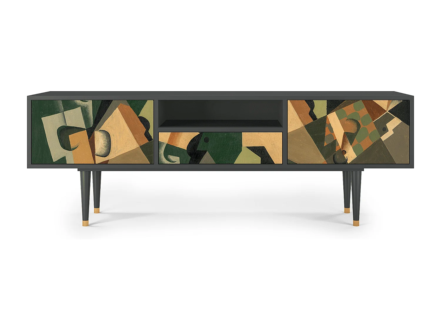 Szafka RTV - 170х59х41 cm - T6 - Glass and Checkerboard, Antracyt