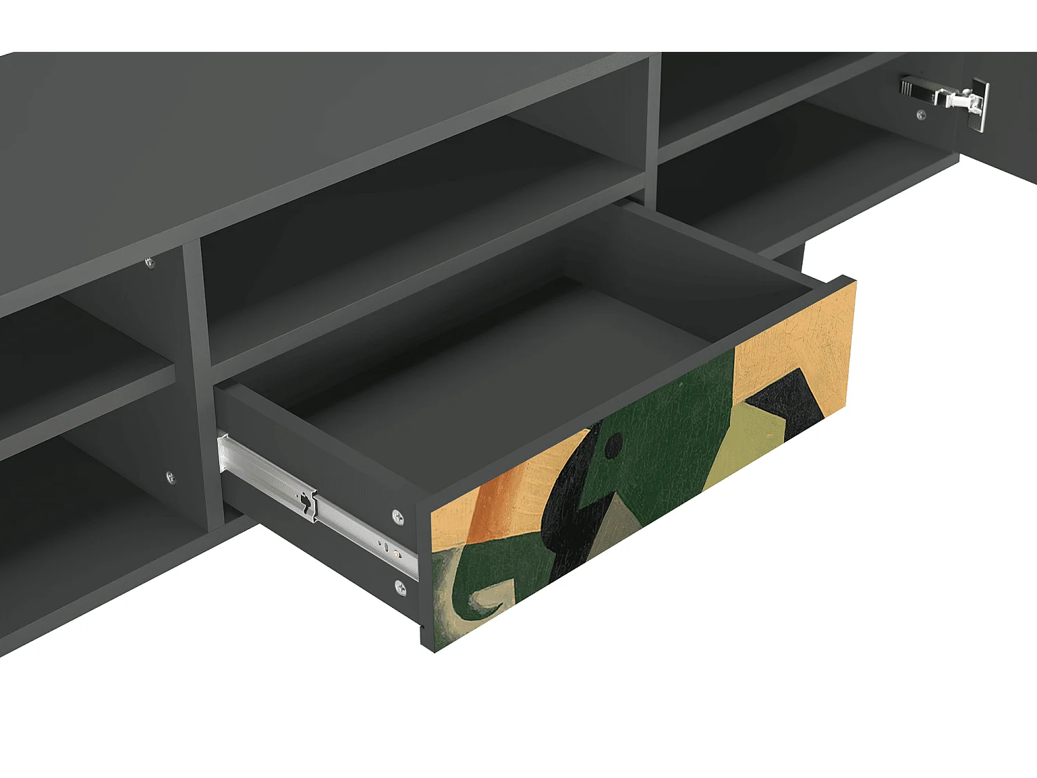 Szafka RTV - 170х59х41 cm - T6 - Glass and Checkerboard, Antracyt