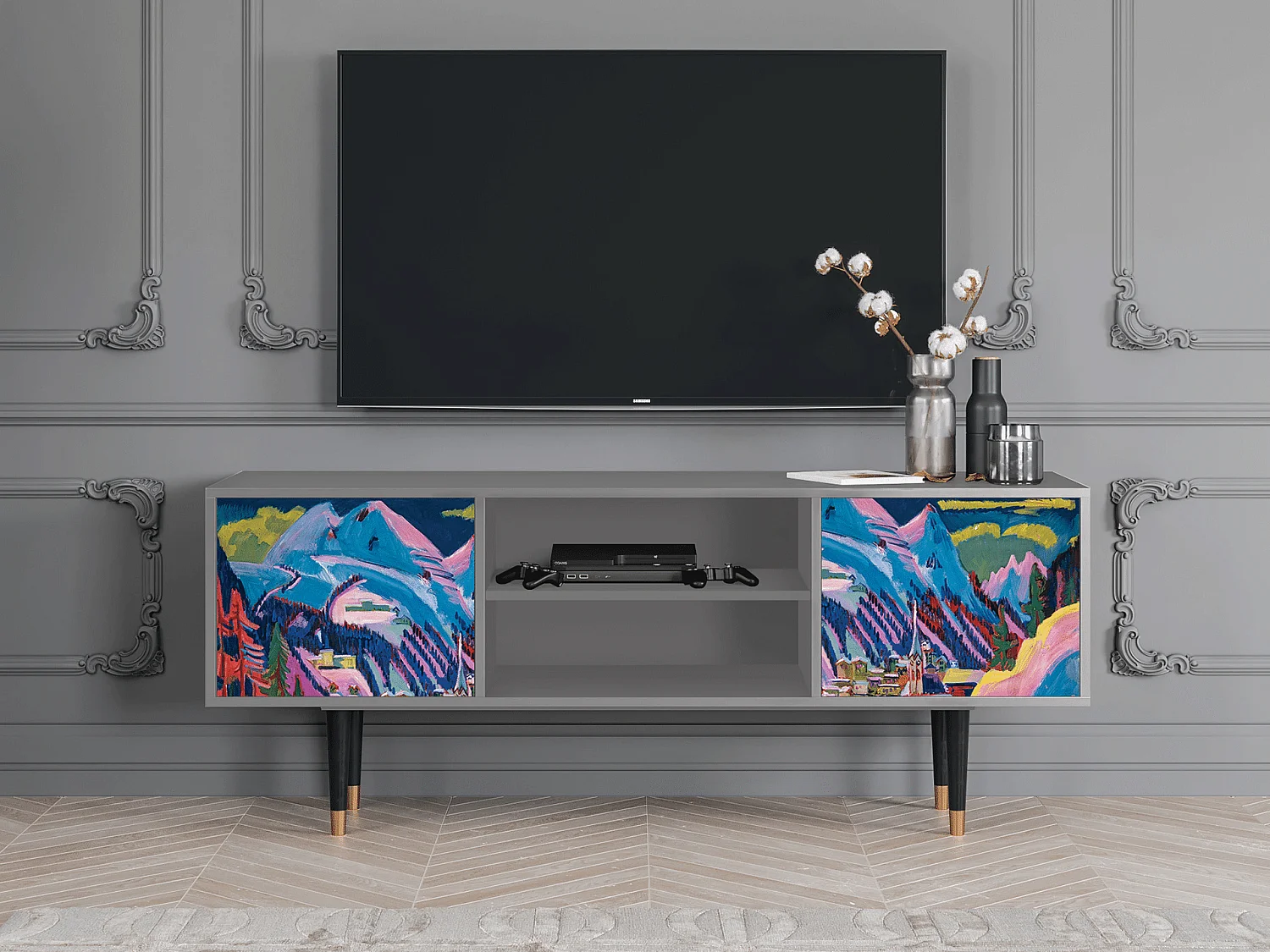 TV-meubel - 170х69х48 cm - T2 - Davos Winter, Grijs