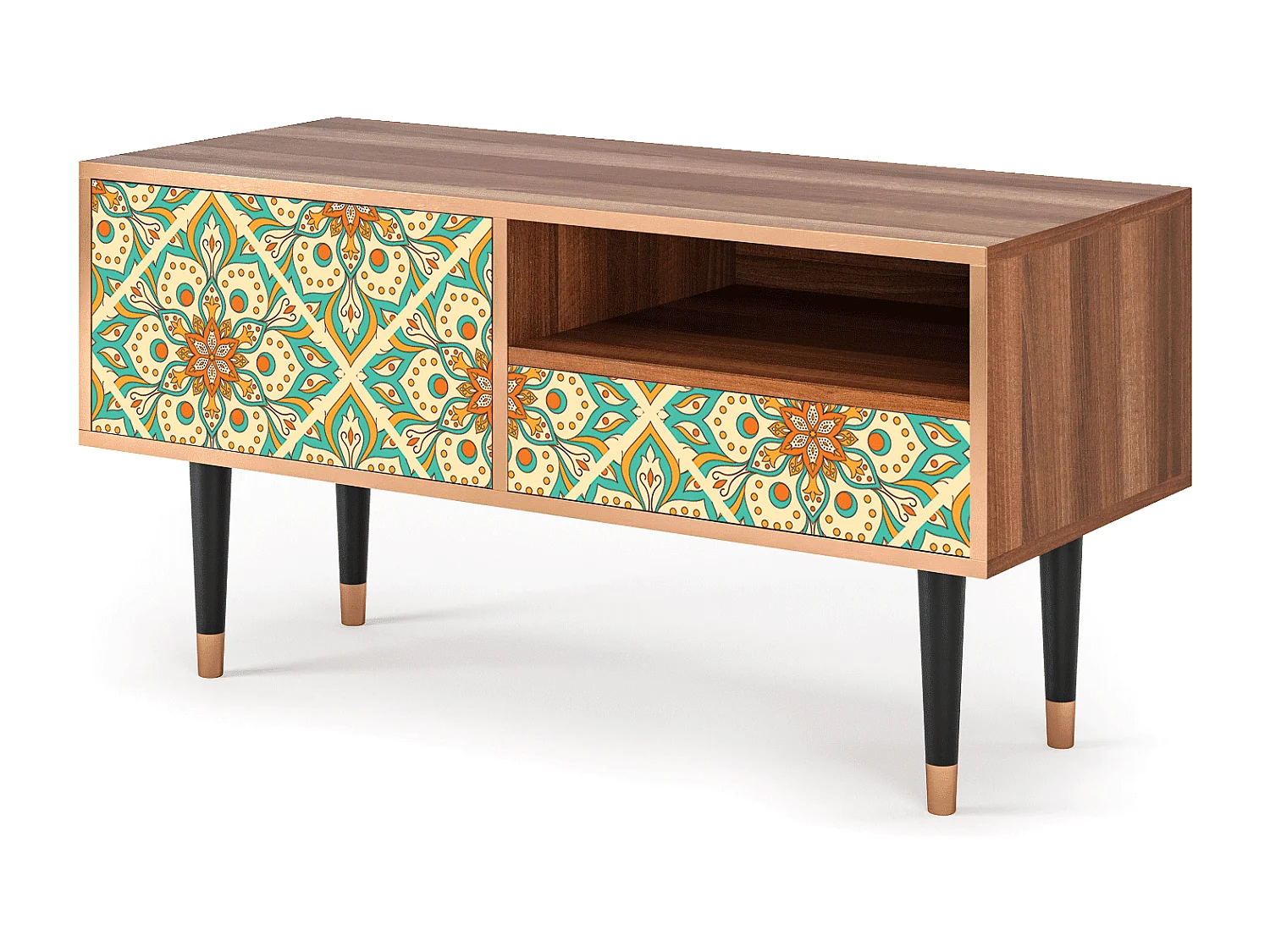 Szafka RTV - 115х59х48 cm - T3 - Hindu Daisy, Orzech