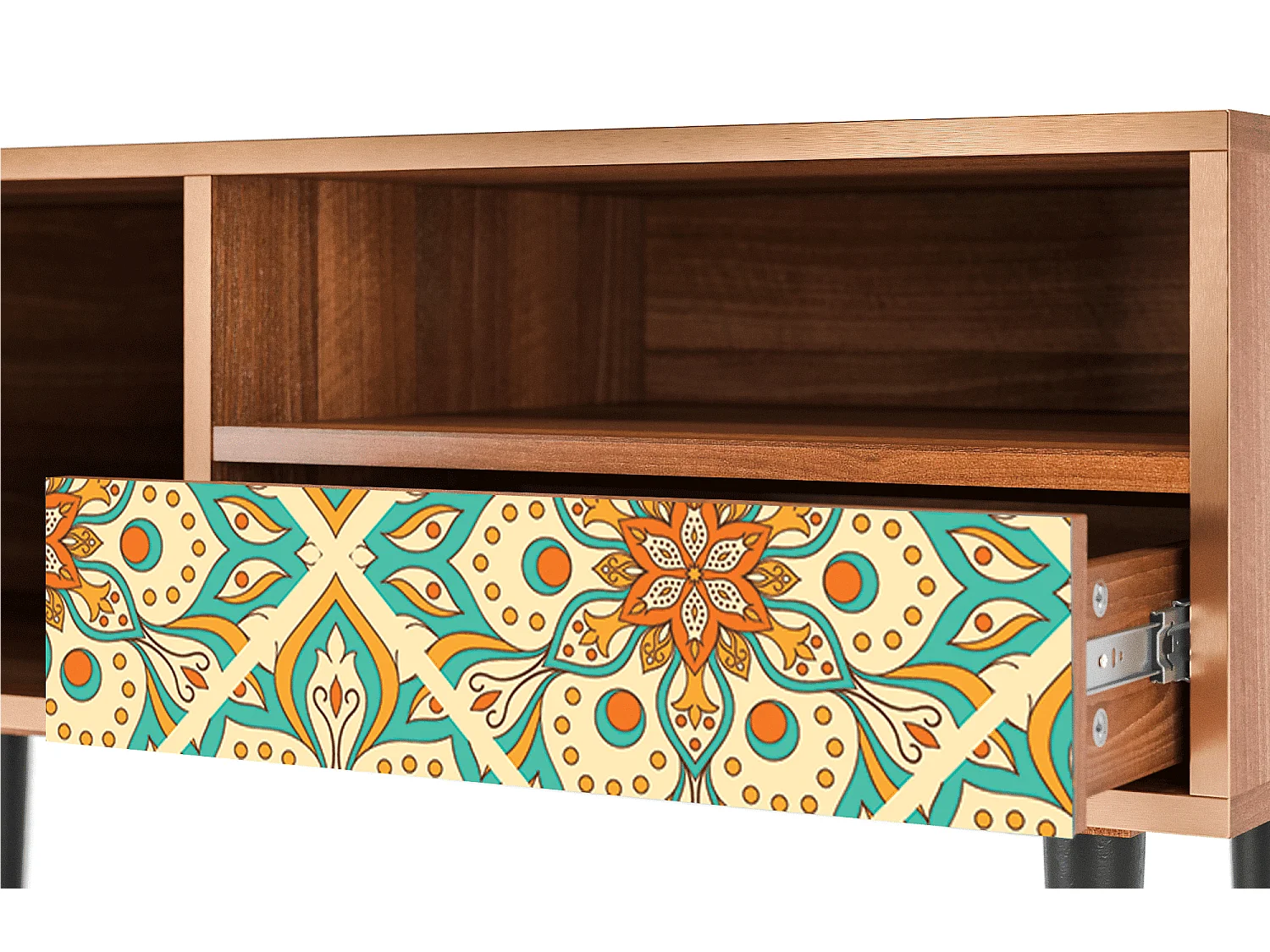 Meuble TV - 115х59х48 cm - T3 - Hindu Daisy, Noyer