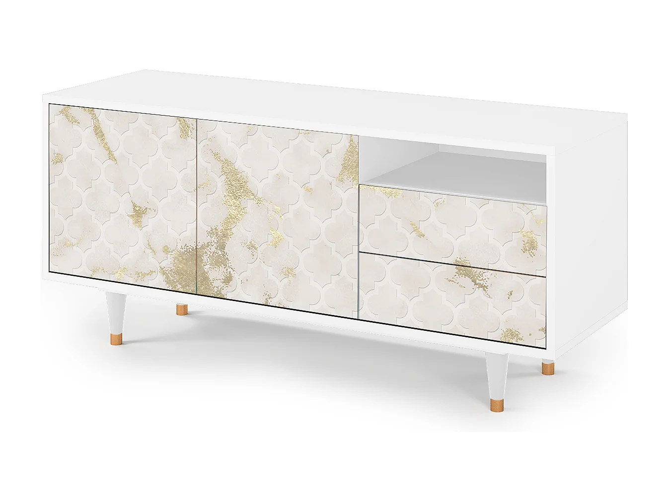 Mueble de TV - 125х56х41 cm - T7 - Sahara desert, Branco