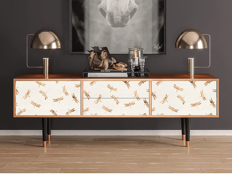 Meuble TV - 170х59х48 cm - T4 - Nude Dragonflies, Noyer