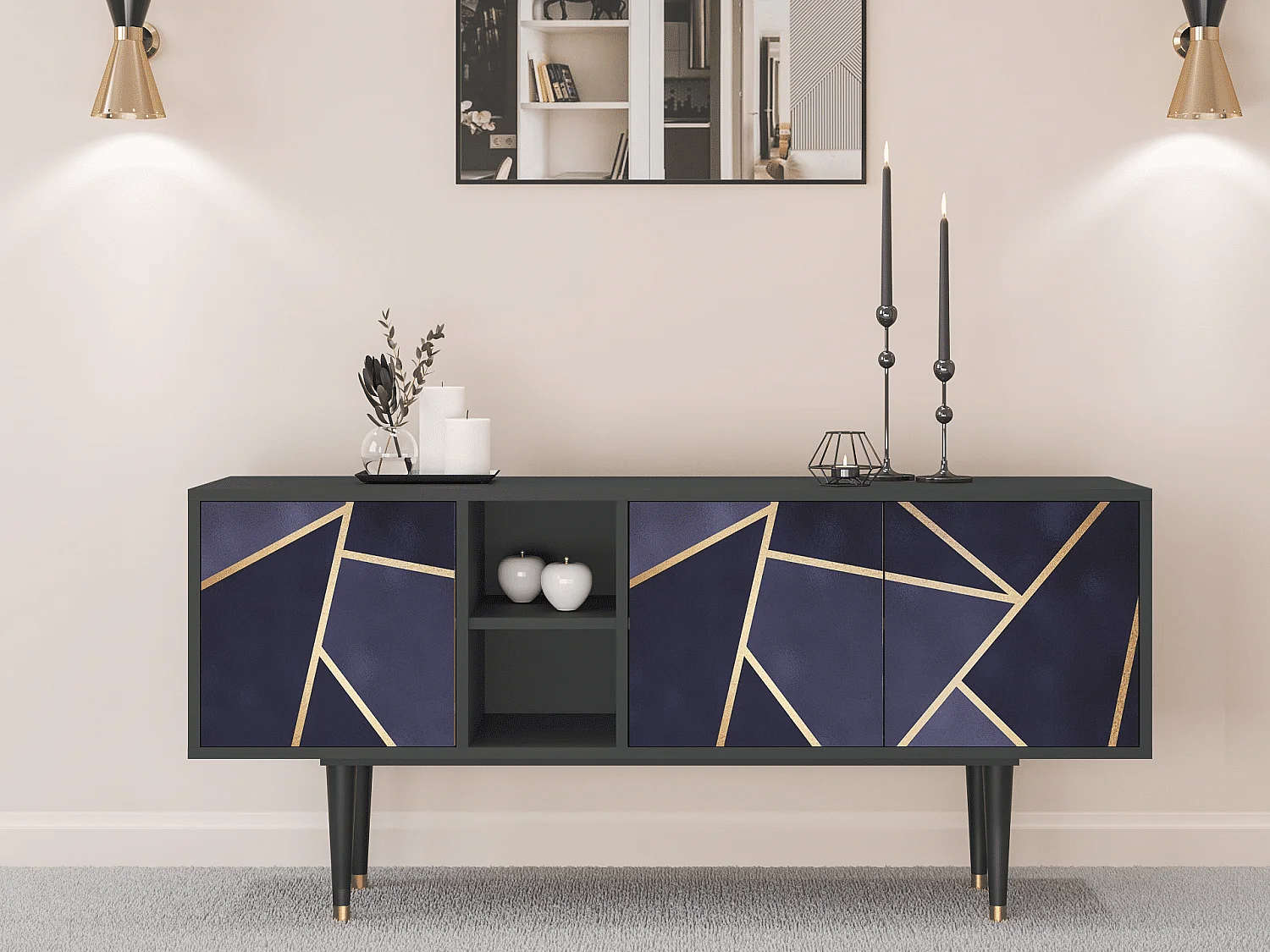 Meuble TV - 150х69х41 cm - T5 - The Amethyst, Anthracite