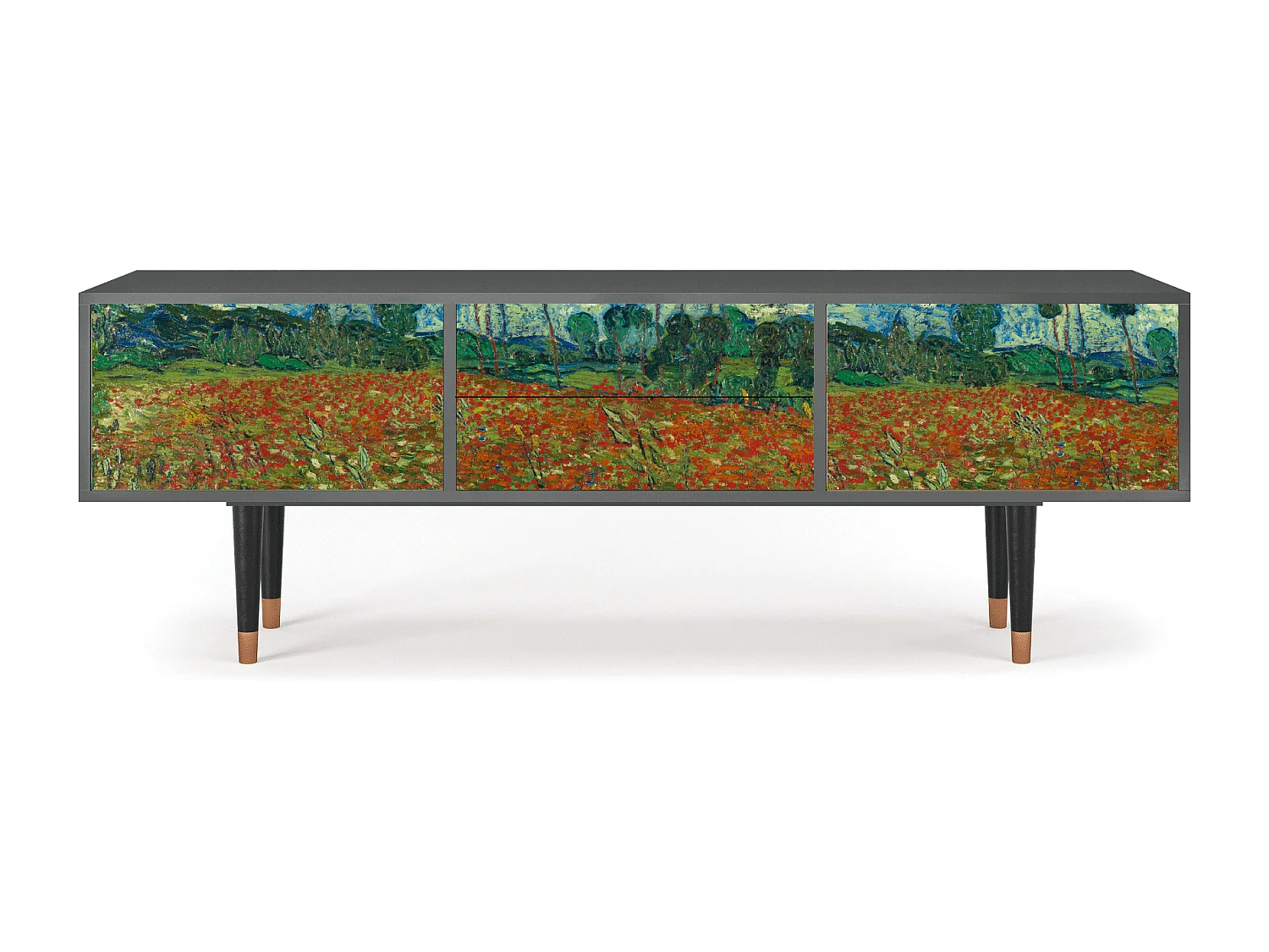 Szafka RTV - 170х59х48 cm - T4 - Poppy field by van Gogh, Antracyt
