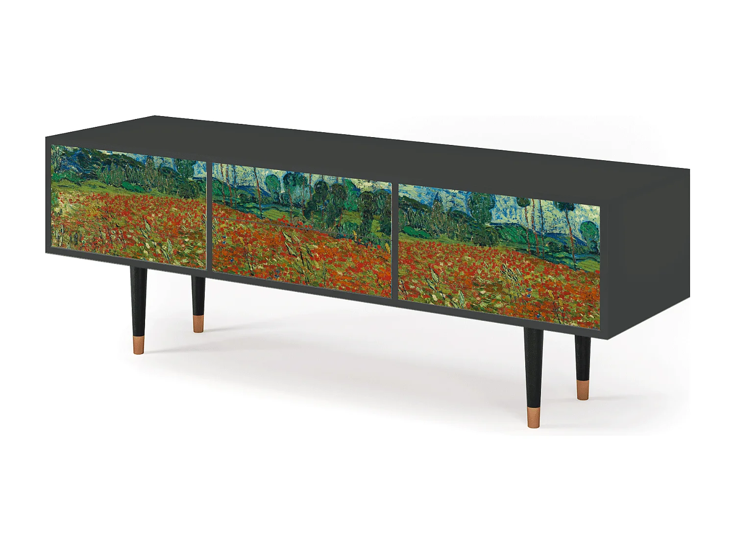 Szafka RTV - 170х59х48 cm - T4 - Poppy field by van Gogh, Antracyt