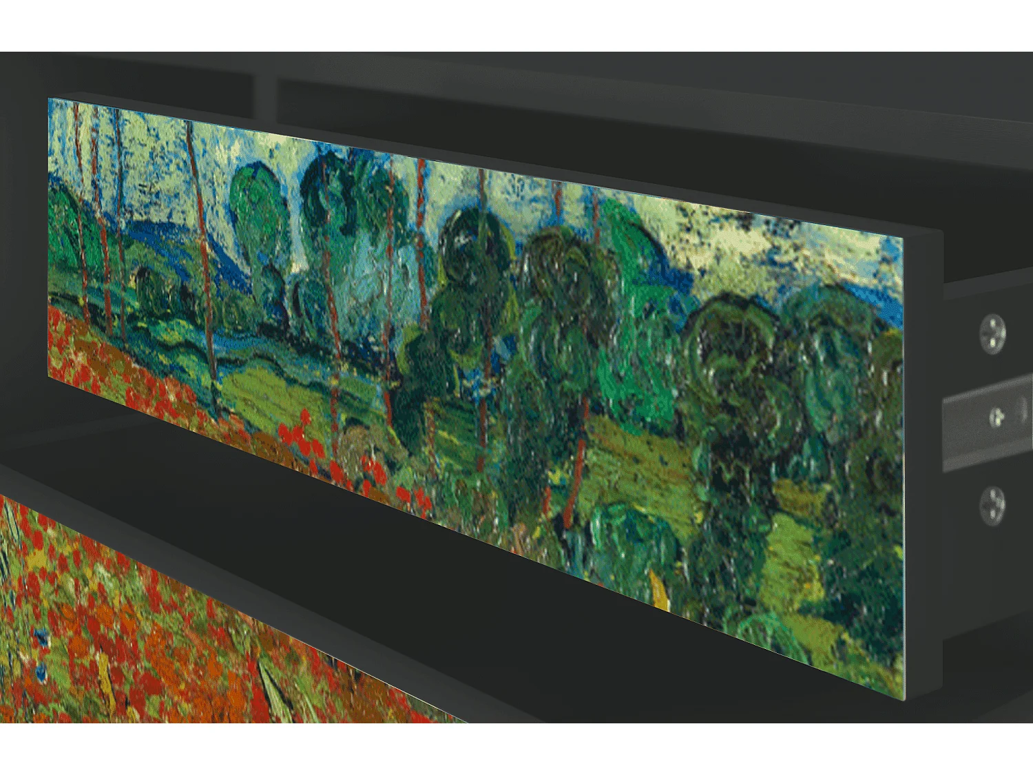 Szafka RTV - 170х59х48 cm - T4 - Poppy field by van Gogh, Antracyt