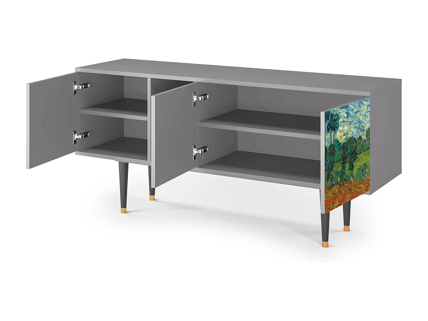 Mueble de TV - 150х69х41 cm - T5 - Poppy field by van Gogh, Gris