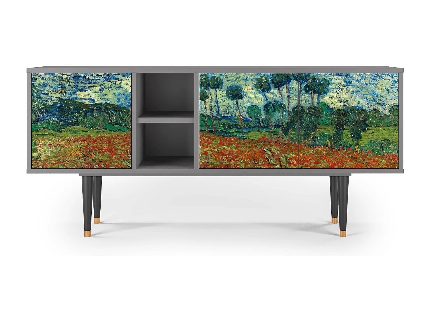 TV-meubel - 150х69х41 cm - T5 - Poppy field by van Gogh, Grijs