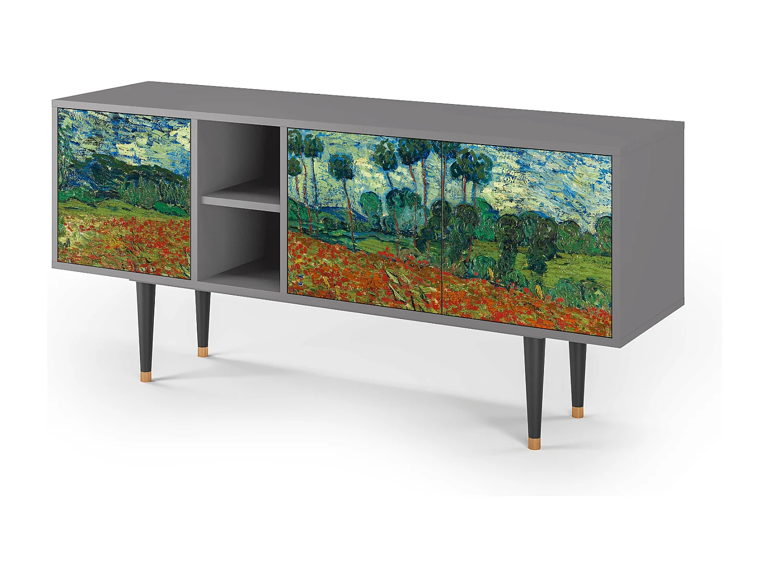 TV-meubel - 150х69х41 cm - T5 - Poppy field by van Gogh, Grijs