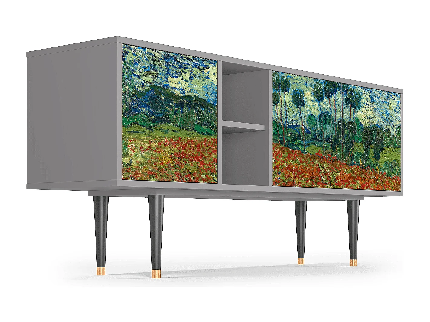 TV-meubel - 150х69х41 cm - T5 - Poppy field by van Gogh, Grijs