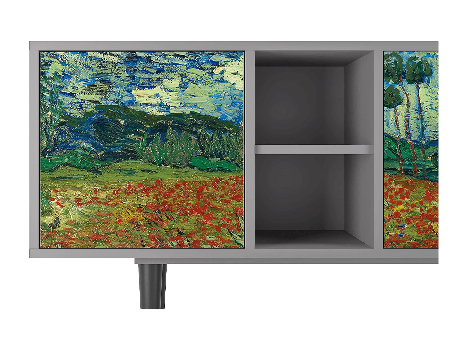 Mobile TV - 150х69х41 cm - T5 - Poppy field by van Gogh, Grigio