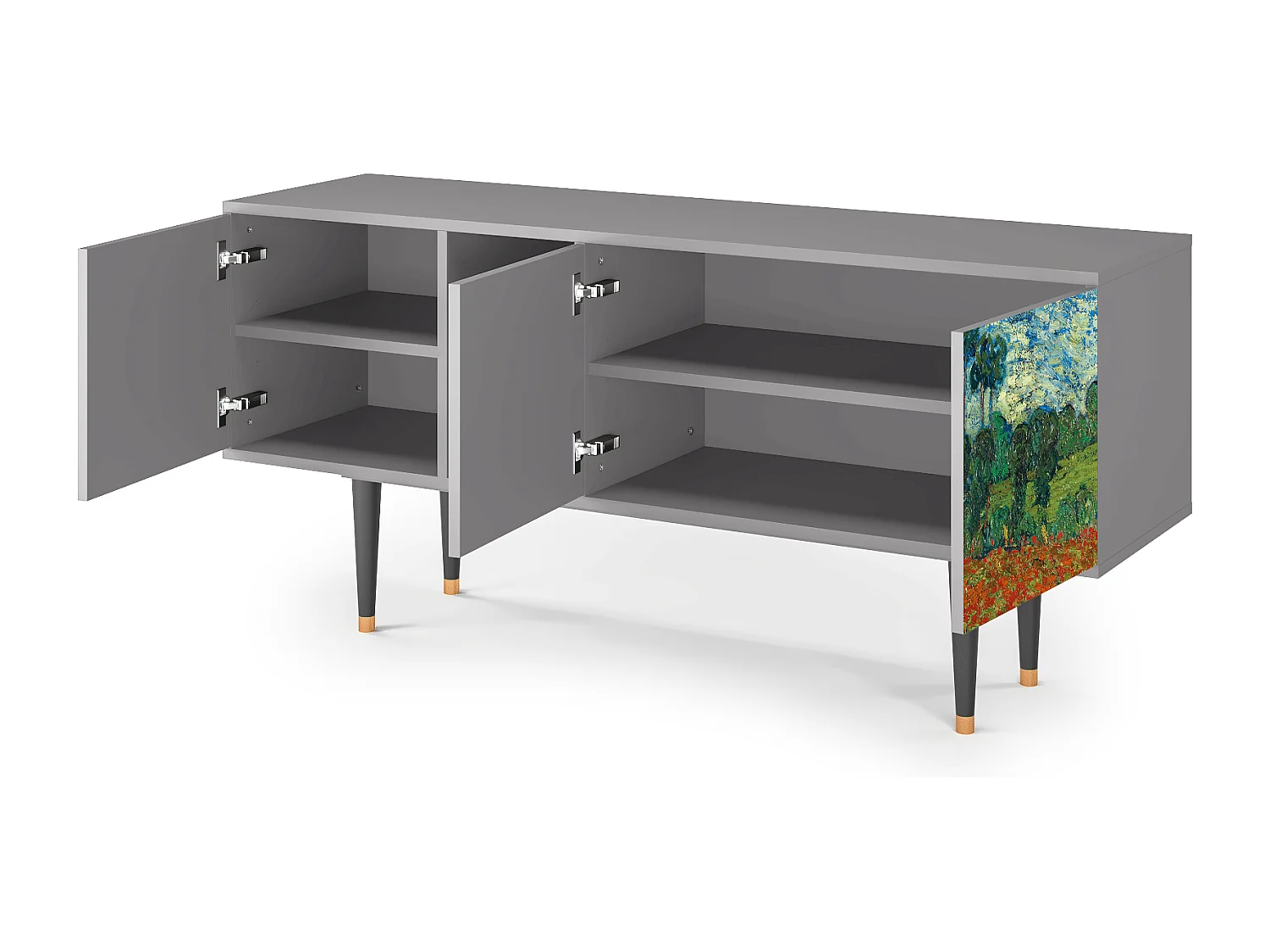 Mobile TV - 150х69х41 cm - T5 - Poppy field by van Gogh, Grigio