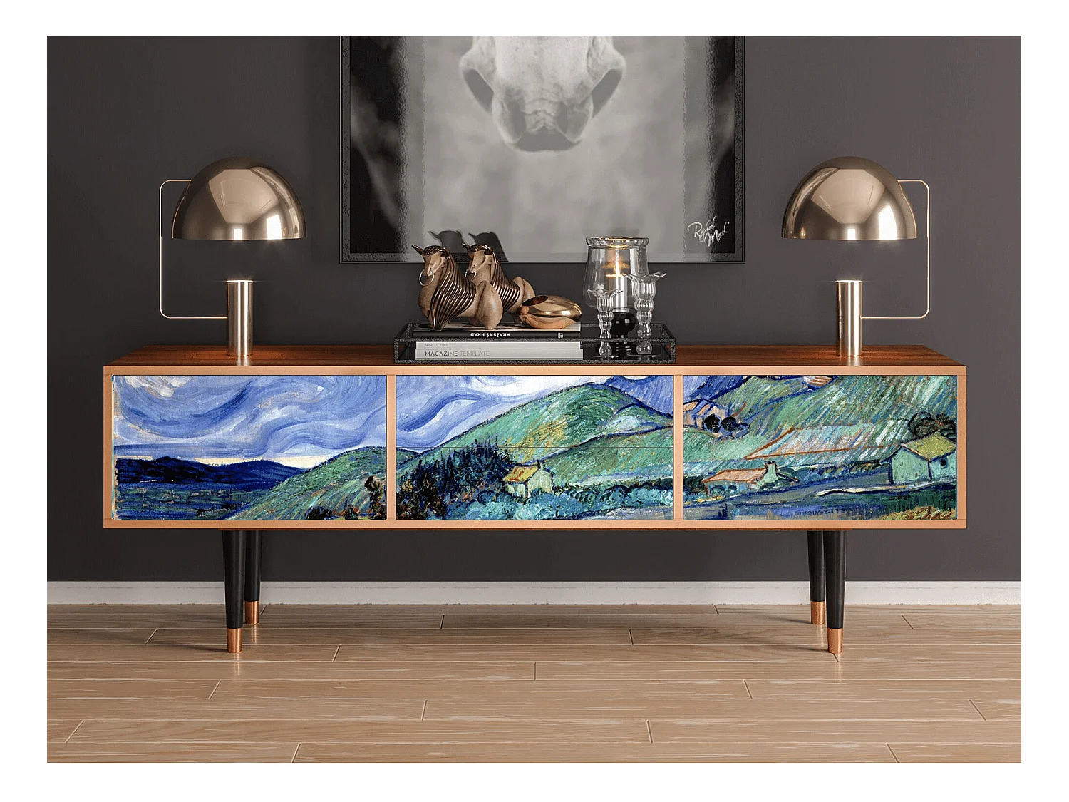 TV-Möbel - 170х59х48 cm - T4 - Landscape, Walnuss