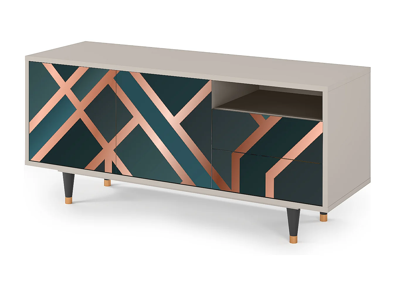 Szafka RTV - 125х56х41 cm - T7 - Bronze Crossroad, Piaskowy