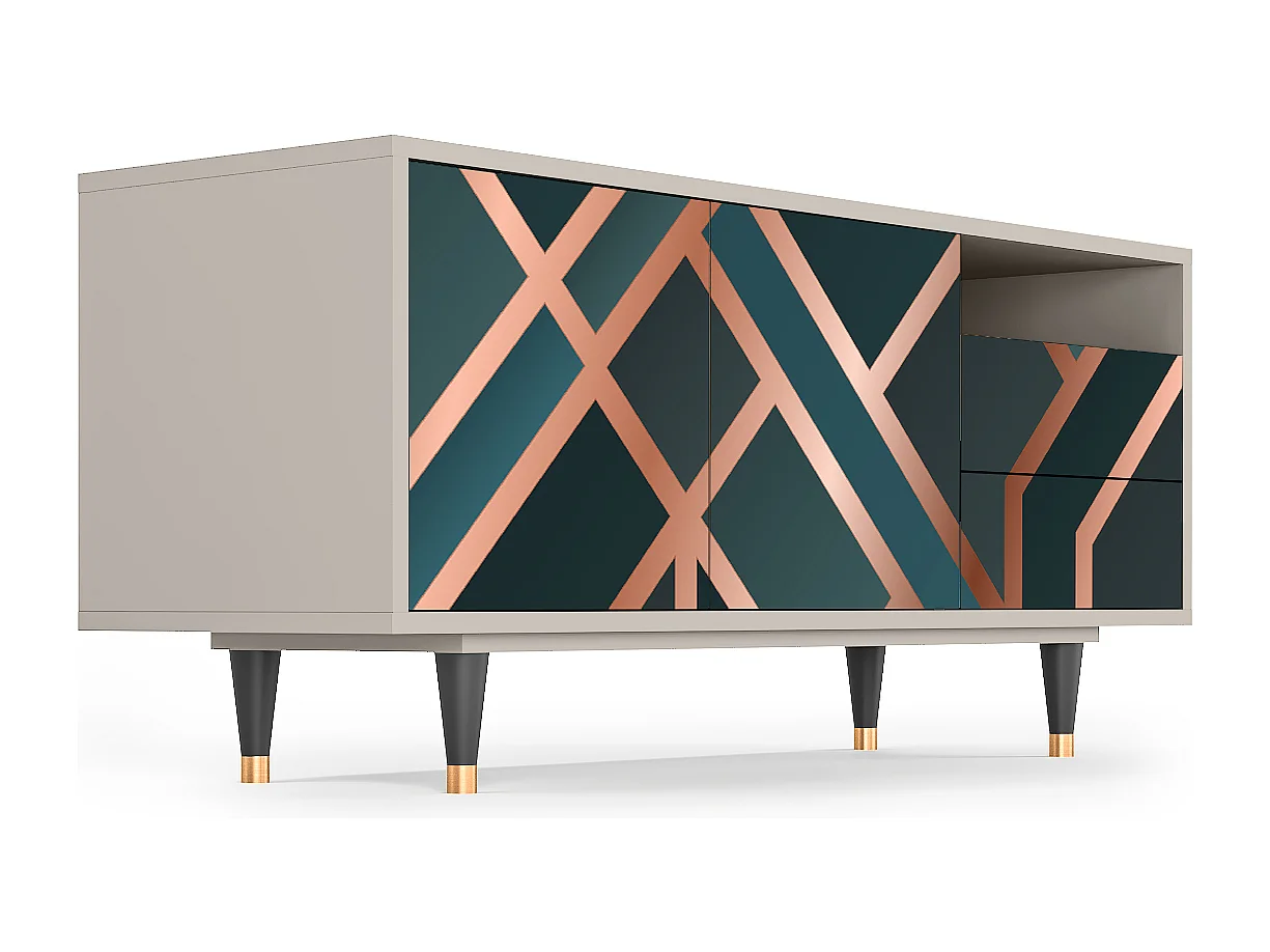 Szafka RTV - 125х56х41 cm - T7 - Bronze Crossroad, Piaskowy