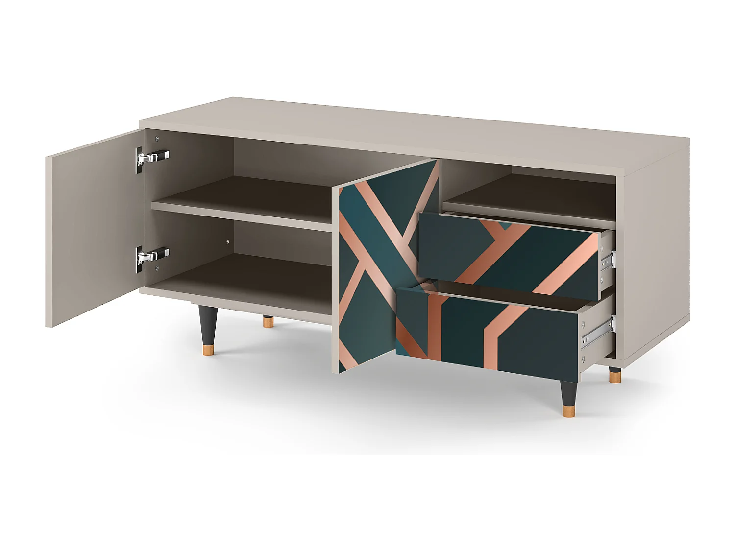 Szafka RTV - 125х56х41 cm - T7 - Bronze Crossroad, Piaskowy